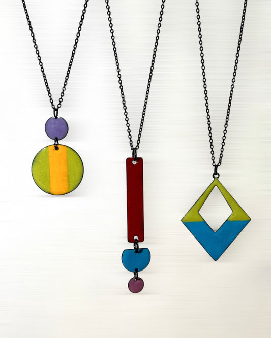 Lime & Teal Diamond Necklace