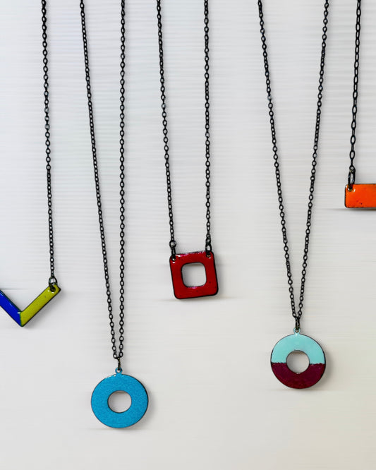 Eggshell Blue & Plum Ring Neckalce