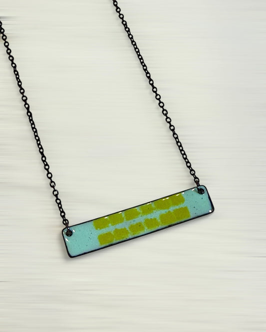 Eggshell & Lime Rectangle Necklace