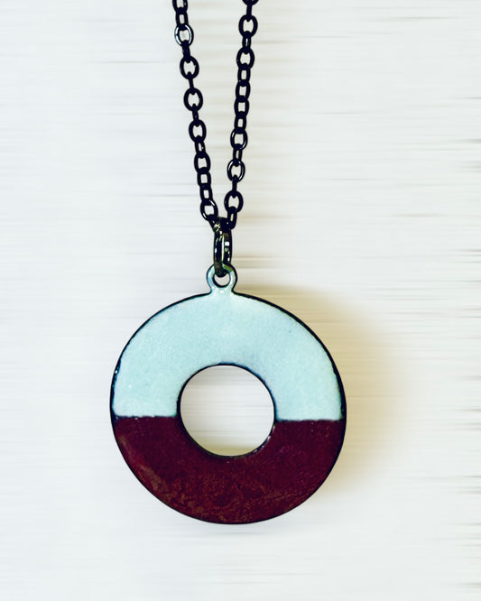 Eggshell Blue & Plum Ring Neckalce