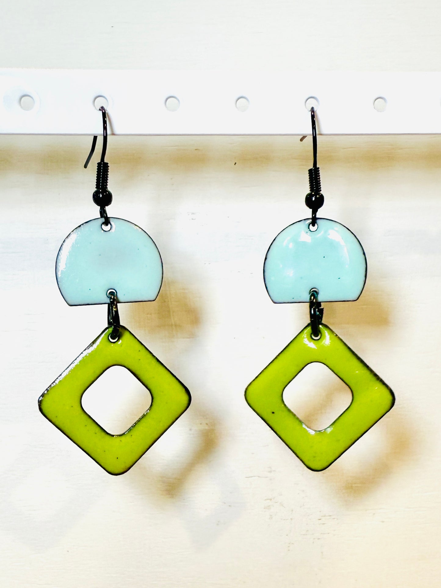 Eggshell Blue & Lime Green Earrings