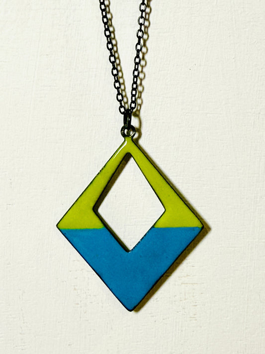 Lime & Teal Diamond Necklace