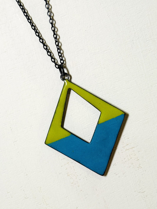 Lime & Teal Diamond Necklace
