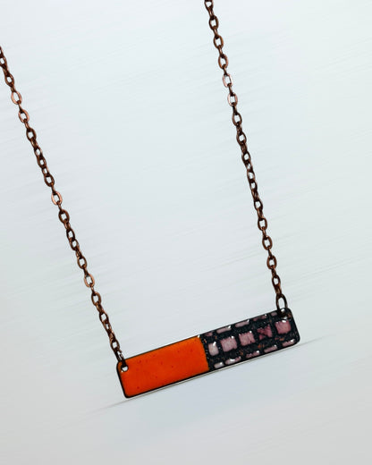 Orange & Purple Texture Rectangle Necklace