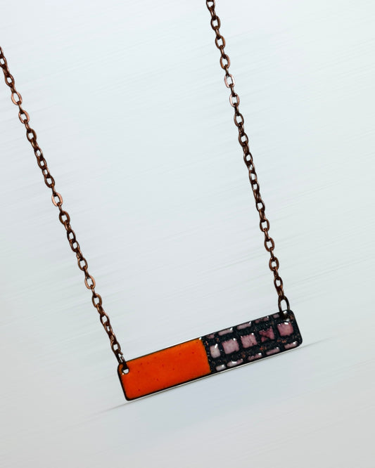 Orange & Purple Texture Rectangle Necklace