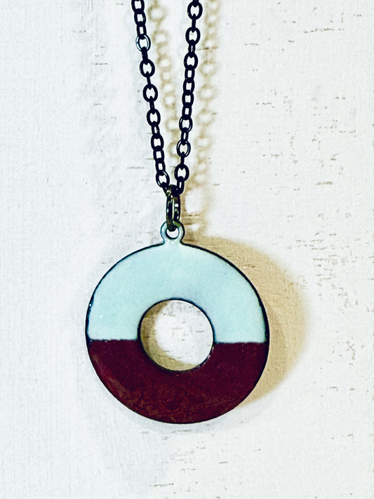 Eggshell Blue & Plum Ring Neckalce