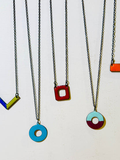 Teal Textured Ring Necklace