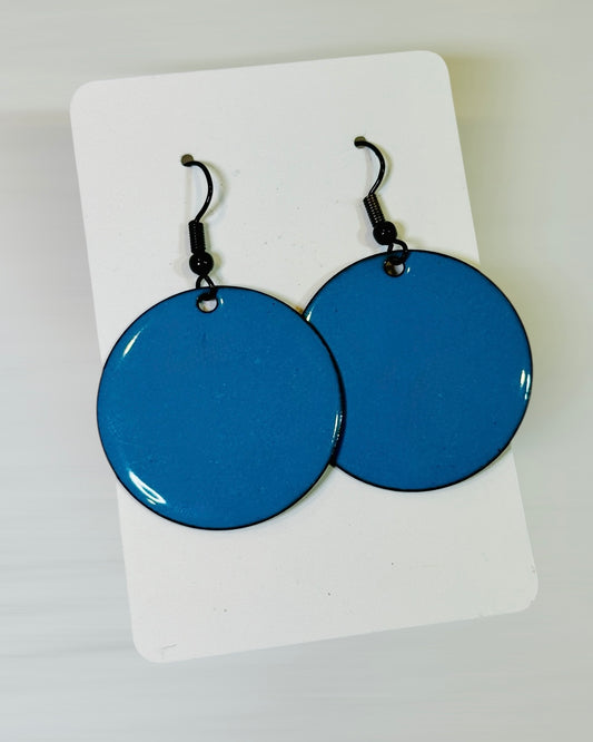 Teal Circle Earrings