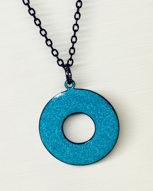 Teal Textured Ring Necklace