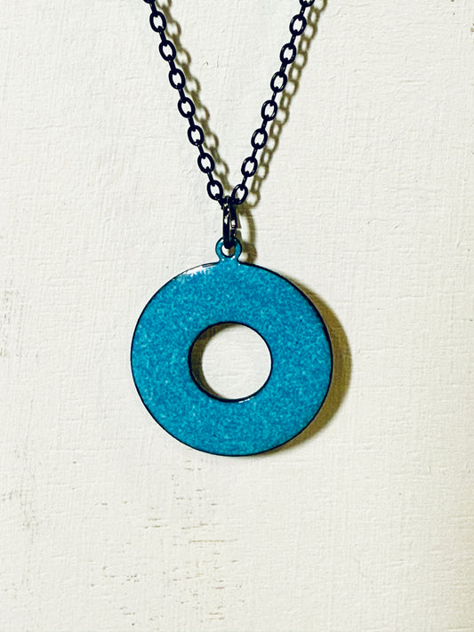 Teal Textured Ring Necklace