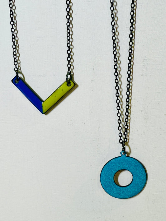 Teal Textured Ring Necklace