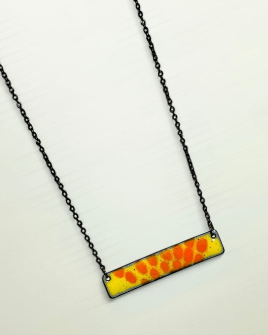 Yellow & Orange Dots Rectangle Necklace